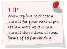 When trying to choose a journal for your next paper, assign more weight to a journal that allows various forms of self-achiving