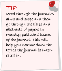 Read through the journal's aims and scope and then go through the titles and abstracts of papers in recently published issues of the journal.